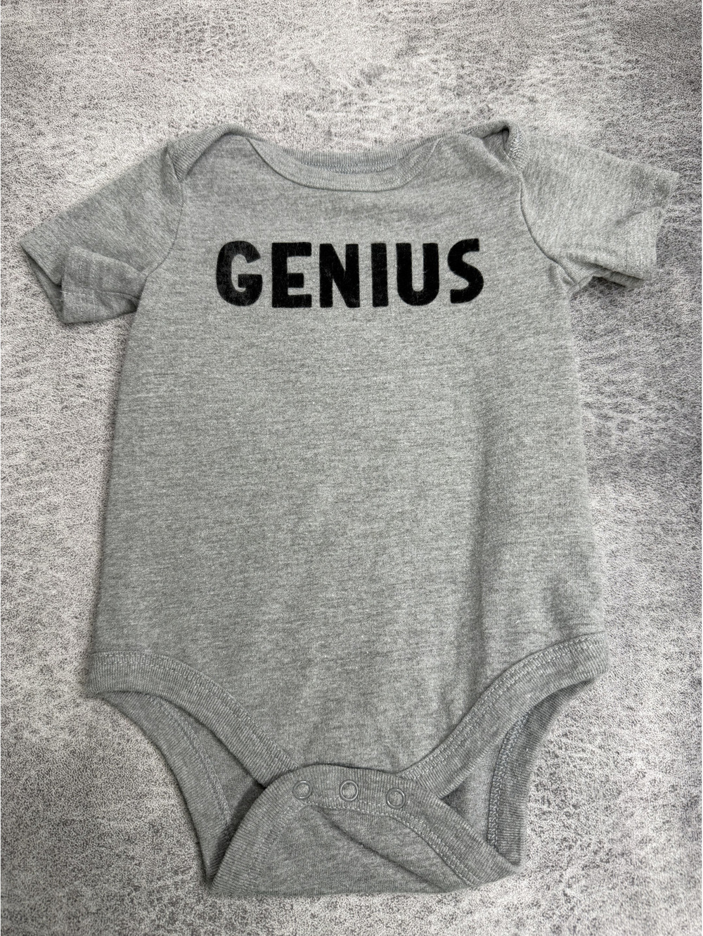 3-6M Baby Boys Gray "Genius" Graphic Short Sleeve Bodysuit Infant Cotton
